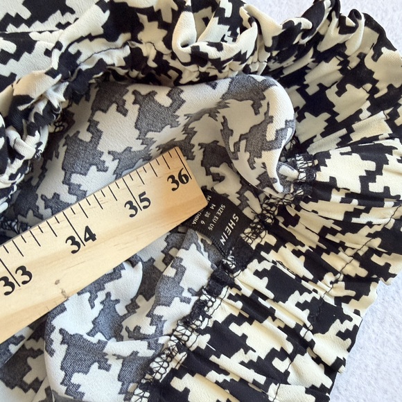 Shein Houndstooth beach cover up straight leg pants in Black - Picture 3 of 5